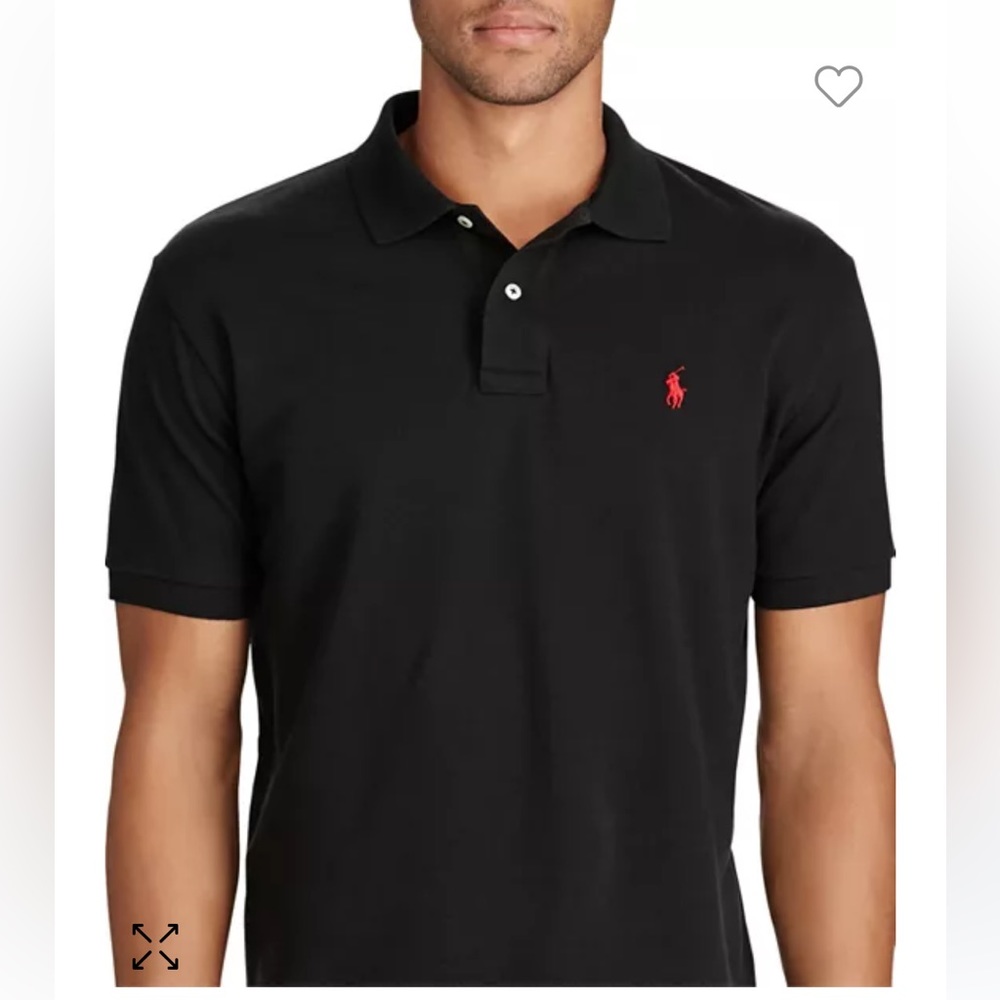 POLO RALPH LAUREN 90’s Vintage Mesh Polo Shirt  Black w Red Pony, XL